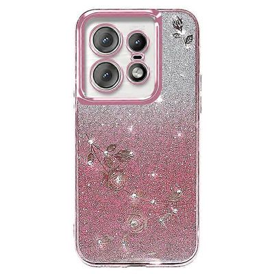 Motorola Edge 50 Pro 5G -kotelolle TPU-puhelimen kansi kiiltävä glitter strassi Ruusu kullan