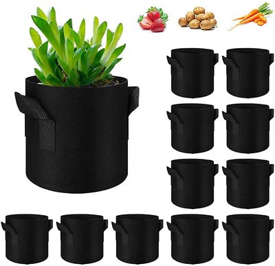 Xqday Vegetabilsk Grow Tasker, 12 Pack Havearbejde Plant Growing Bags Åndbar Filt Plant Growing Black Bags Plant Potter med håndtag Indendørs &uden...