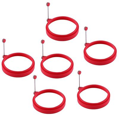 6 kpl silikonimunarengasta, munarenkaita tarttumatta, munan keittorenkaita, paistettua munamuottia tai pannukakkurenkaita Nonstick-muotirengas pyör...