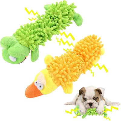 Tianzun 2pcs Dog Leker, Dog tygge leker for aggressive chewers, Dog knirkende leker plysj leketøy for hunder, Interaktiv Dog tygge leker Gul grønn