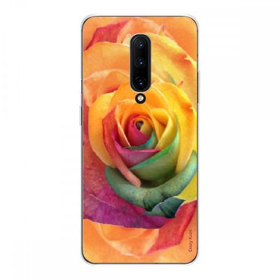 Crazy Kase Shell til Oneplus 7 Pro blød silikone 1 mm, lyserød farverig blomst