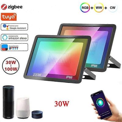 30W 50W 100W kohdevalo IP66 älykkäät valonheittimet Led Garden Stage Zigbee Smart APP RGB väri lämmin viileä valo työ Alexa Google TUYA A79