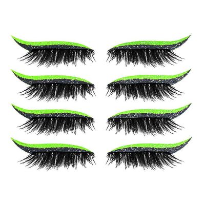 8 par Eyeliner falske vipper Sticker Glitter øjenskygge Makeup Tool fluorescerende 4Pairs