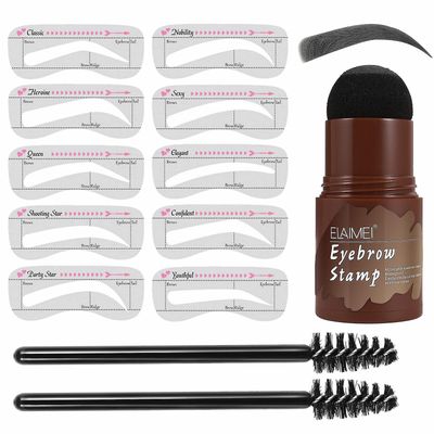 3stk Perfekt Brows Stencil & Frimærkesæt Med 2 børster Et trin Langvarig Formgivningssæt sort