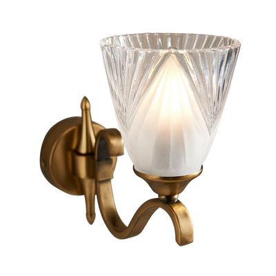 Interiors 1900 Lighting Columbia 1 Lys væg lys antik messing med glas skygge, E14