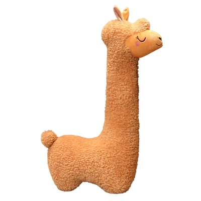 Llama Body Pillow Giant Alpaca plysj Long Body Pillow Fluffy Alpaca Stuffed Animal, 100% ny Brown 100cm