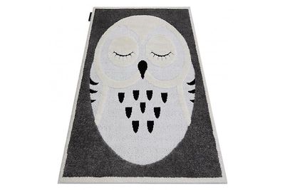 RugsX Moderne børnetæppe JOY Owl, til børn - strukturelle to niveauer af fleecegrå / creme grå 140x190 cm