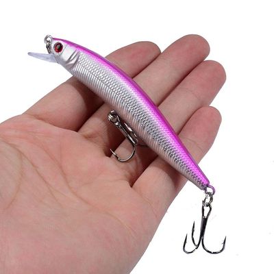 Unbrand 1pcs Minnow Fiskeri Lure 95mm 8g Flydende Hard Bait Wobbler Jig Bait Crankbait Karpe Stribet Bas Pesca Fishing Tackle Swimbait Farve6