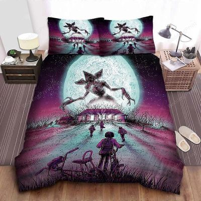 v1119 Lakanat Stranger Things Juhlat menevät Demogorgon Woodhouse Quilt -pussilakanasetti 3-osainen vuodevaatteet (1 pussilakana + 2 tyynytyynyä) y...