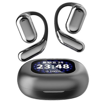 YYK-Q16 Pro täysvärinen kosketusnäyttö Bluetooth 5.4 kuulokkeet Open Ear langattomat kuulokkeet Harmaa