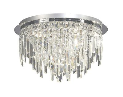 Inspired Lighting Maddison Flush Loft Runde 6 Lys poleret Krom, Crystal