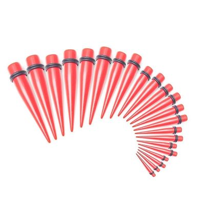BodyJewelryOnine 18 Piece øre stretching kit tapers - 9 størrelser inkluderet - vælg mellem 6 farver Rød