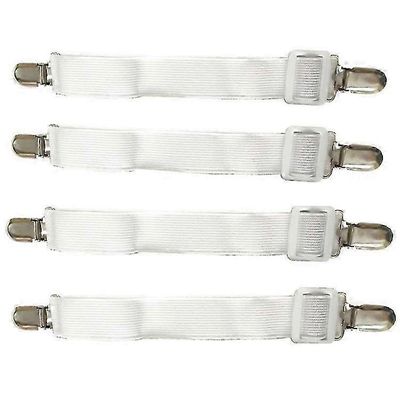 Joustavat lakanan kiinnikkeet - 4 kpl / sarja kaksinkertaiset pääpidikkeet 15 - 30 cm säädettävällä pituudella SMTX:lle VALKOINEN