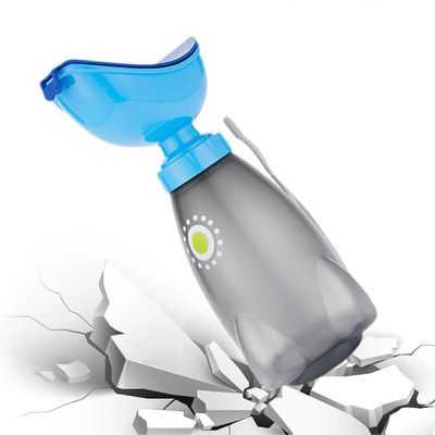 Naisten kannettava pisuaari matkakäyttöön - suuren kapasiteetin vuotamaton auton pisuaaripullo suppilolla ja kannella, ergonominen muotoilu, sininen