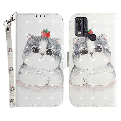Mønster trykt Pu Leather Phone Cover For Nokia C22 Anti-riper lommebok telefonveske med stropp Søt katt