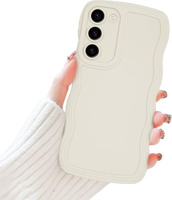 Yuzee Samsung Galaxy S23 Plus telefondeksel for jenter kvinner,søt krøllete bølgeformet ramme flytende silikon fleksibelt mykt støtsikkert kamerabe...