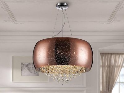 Schuller Lighting Caelum 6 Lys Krystal Cylindrisk Loft Vedhæng Kobber, G9