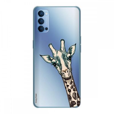 Crazy Kase Skrog til Oppo Reno4 5g i silikone fleksibel 1 mm, girafhoved