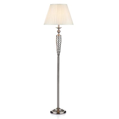 Dar Lighting Siam gulvlampe komplet med rund konisk skærm satin krom