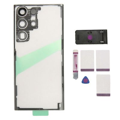 Takalasikannen vaihto Galaxy S23 Ultra 5G läpinäkyvälle puhelimen takapaneelikotelolle kameran linssillä Puhelintelineen korjaustyökalusarja hopea