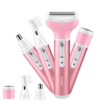 Initially Professionel 4 I 1 Kvinder Razor Barbermaskine Body Epilator Næse Facial Bikini Underarm Hårfjerning Machine Pink