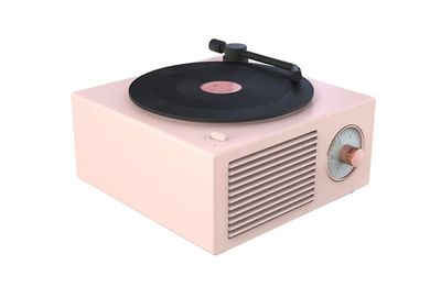 Yunshu Trådløs Bluetooth-højttaler, Retro Vinyl Record CD Style Player. Pink 10.5*10.5*4.5cm