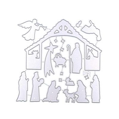 1 Aseta uskonto joulupukki metallin leikkaus kuolee stensiili DIY scrapbooking kohokuviointityökalu stanssaa joulupaperikortti albumimalli muottiko...