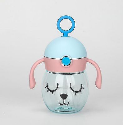 Baby vandflaske med halm 300ml Baby Sippy Cup spædbarn flaske med håndtag flaske (pink)