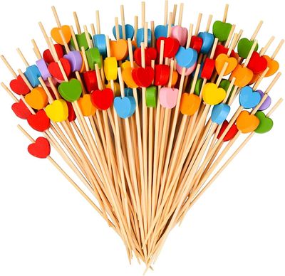 100 Cocktail Sticks Bambus tannpirkere Frukt Spyd Forrett Spyd Frukt Tannpirkere Søte spyd