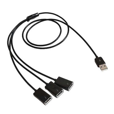Tehokas 1-3 USB-jakajan USB-uros-3 USB-naarassovitin kestävä- Musta