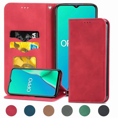 Gangxun Sag For Oppo F15 Magnetisk Lukning Læder Tegnebog Cover Housse Etui Shockproof - Rød