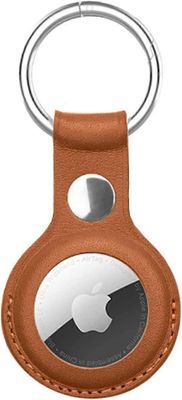 Wjiaer Nahkainen joustava Apple Air Tag -avaimenperä, Air Tag -pidike täysin asennettu Airtagille (ruskea) ruskea