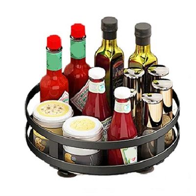 360 astetta pyörivä mausteteline Liukumaton hiiliteräksinen säilytysalusta varastosäiliön maustesarjalle Musta A