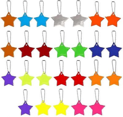 26kpl Turvaheijastin riipus, lasten heijastin riipus, tähti turvaheijastin koululaukku reppu Pyöräily Kävely Juoksu(13 värit)