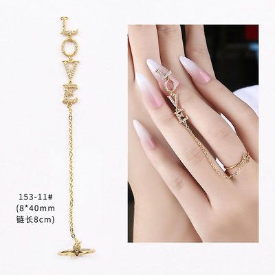 Nail Art smykker Pearl Skaldyr Søstjerner Love Pendant Ring Tide Nail Diamond 15311 guld