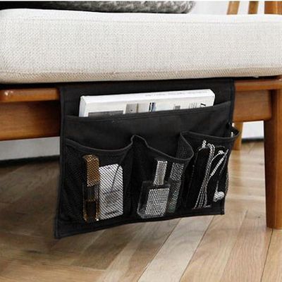 Xymcv 4 Pocket Bed Sofa Hengende Oppbevaringspose Holder veske For Book Telefon Briller TV fjernkontroll (svart)