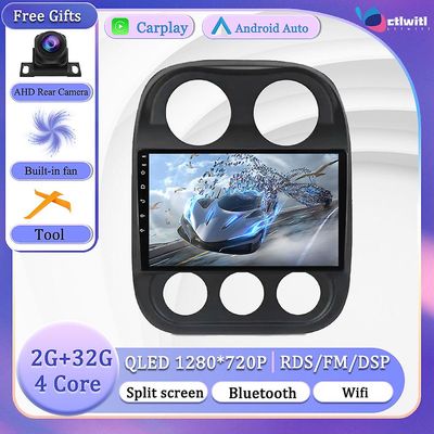 Bicaco Android 13 Til Jeep Compass 2009-2016 Navigation GPS Tv Monitor Touch Screen Autoradio Videp Player Stereo Radio Multimedia 2G 32G CAM