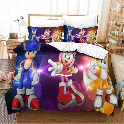 Kerota Sonic vuodevaatteet setti Game Characters D Pehmeä mikrokuitupussilakana vetoketjulla suljettava palasetti, lapsille, teini-ikäisille, aikui...