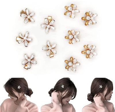Xqday 10 stk Små Perlehår Klo Klip Mini Perleklo Clips Med Blomster design