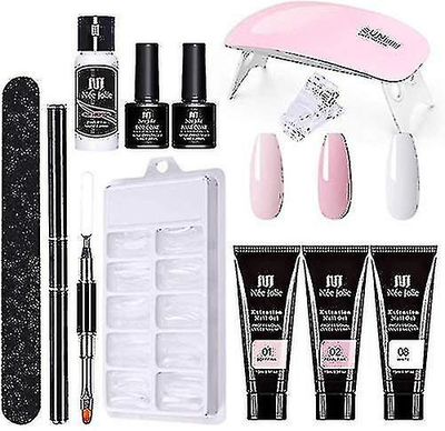 Geeli kynsilakkasarja U V Light Starter Kitillä, 3-värinen geelilakkasarja, nopea kynsien jatkogeelirakentaja helppo ammattimainen poly kynsigeelis...