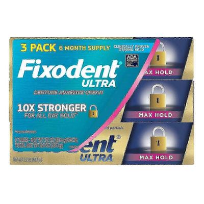 Fixodent ultra max hold dental klæbemiddelpakke, 3 ea