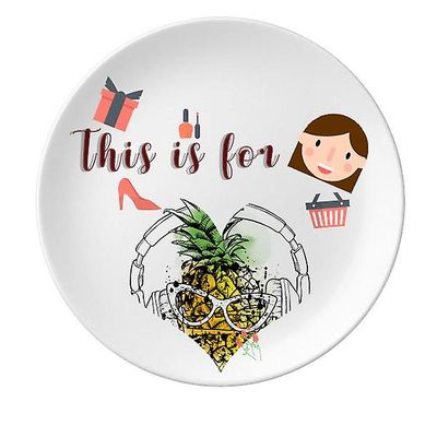 Headset Ananas solbriller Frugt Moder Dessert Plate Dekorative Porcelæn 8 tommer Dinner Home