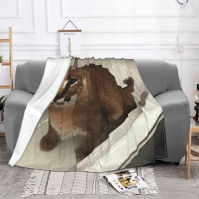 Big Floppa Animal Cat Tepper Flanell Summer Multifunksjon Lett Kast teppe For Sofa Travel Sengetepper Blå 100x125cm 40x50in