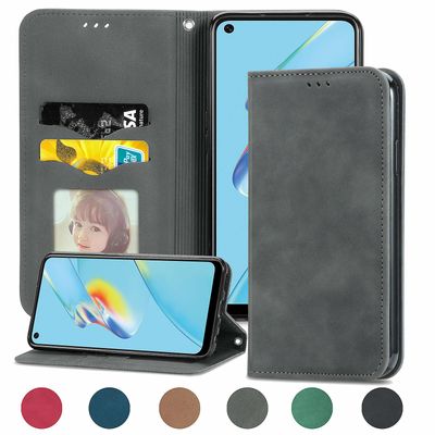 Gangxun Sag For Oppo A54 4g Magnetisk Lukning Læder Tegnebog Cover Housse Etui Shockproof - Grå