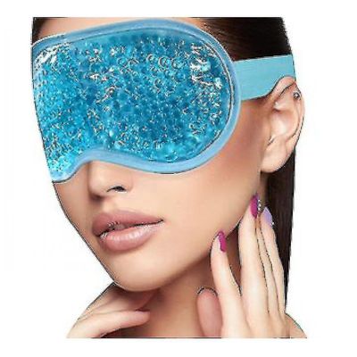 Ice Eye Mask Kolde øjenmaske frosset med plys opbakning til hovedpine, migræne, stress relief blå