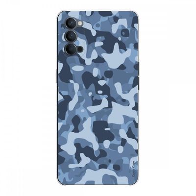 Crazy Kase Hull For Oppo Reno4 5g Silikone Soft 1 Mm, Blå Militær Camouflage