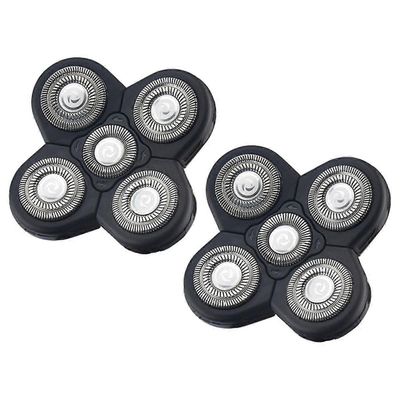 2PCS vaihto parranajokone pää sähköinen parranajokone 5D itsenäisesti 5 leikkuri kelluva pää ruostumaton stee Musta