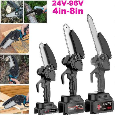 Langaton sähköinen moottorisaha 96V kannettava mini sähkösaha yhden käden moottorisaha akkukäyttöinen, ladattava kädessä pidettävä moottorisaha lei...