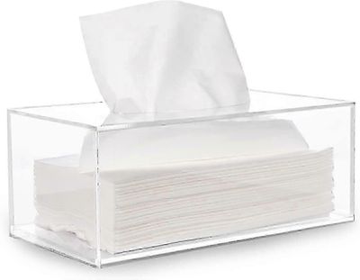 Kasvojen kudosannostelijalaatikon kannen pidike Kirkas akryyli suorakulmioinen lautasliina Järjestäjä kylpyhuoneeseen, keittiöön ja toimistohuonees...