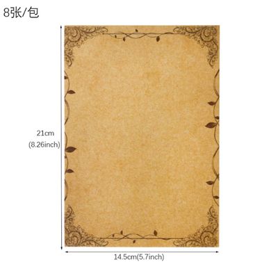 8stk Kraft Brown Letter Paper Vintage Flower Design Kraft Vintage Skrivning Papirark Tegning Skitseblok Papirvarer